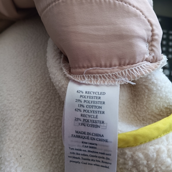 Faherty Cobble Hill Sherpa Fleece 1/4 Zip Popover Quilted Panel Sun XS - Picture 9 of 9